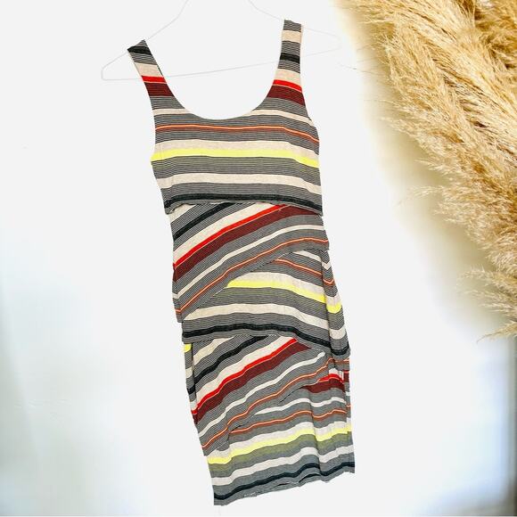 ANTHROPOLOGIE BAILEY44 Cream Black Striped Layered Bodycon Tank Top Mini Dress S - Picture 11 of 13